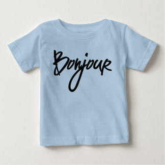 Bonjour Script (Black) for Lovers of France Baby T-Shirt