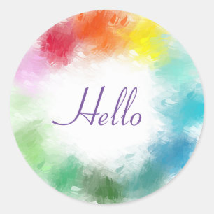 Bonjour Sticker rose rouge orange jaune bleu vert
