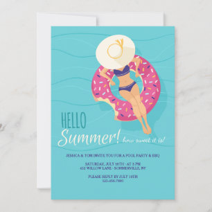 Bonjour Summer Pool Party Invitations