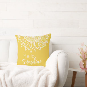 Bonjour Sunshine Sunflower Coussin extérieur