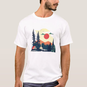 Bonjour T-Shirt Graphique Palmier Rétro Coucher de