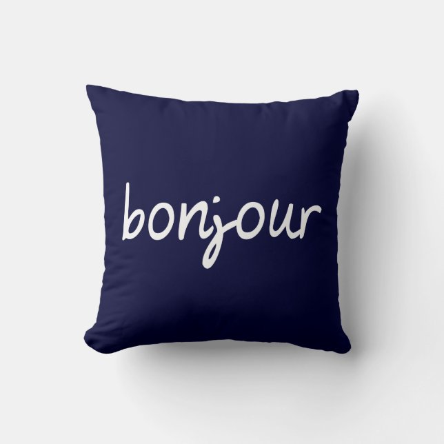 Bonjour! Throw Pillow (Front)