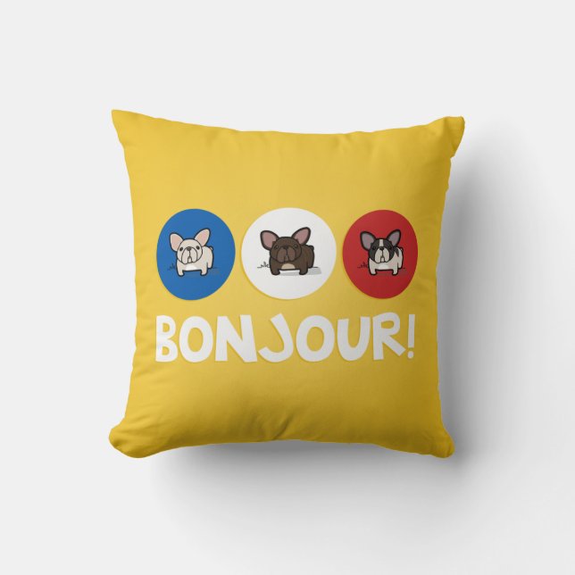 Bonjour! Throw Pillow (Front)