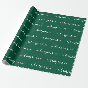 Bonjour Tiled Design Wrapping Paper
