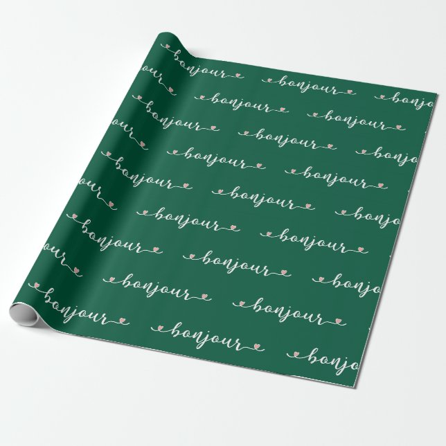 Bonjour Tiled Design Wrapping Paper (Unrolled)