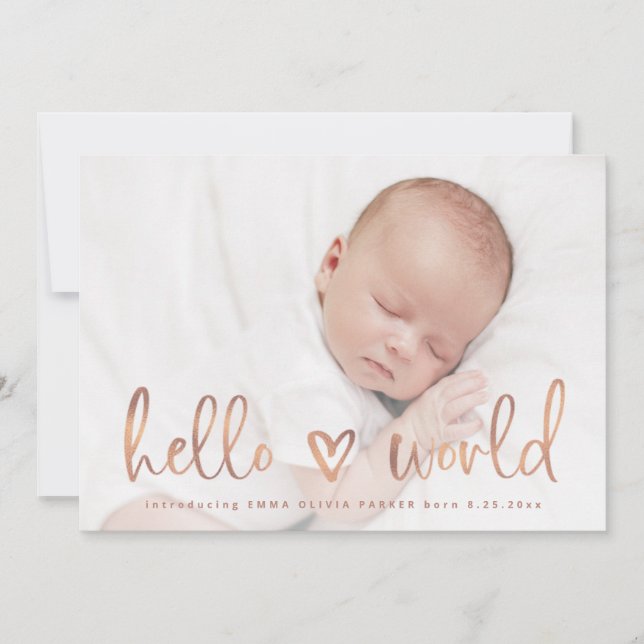 Bonjour tout le monde| Bébé Photo Heart Faire-part (Devant)