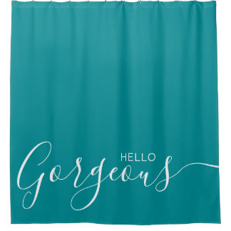 Bonjour Turquoise blanc magnifique rideau de douch