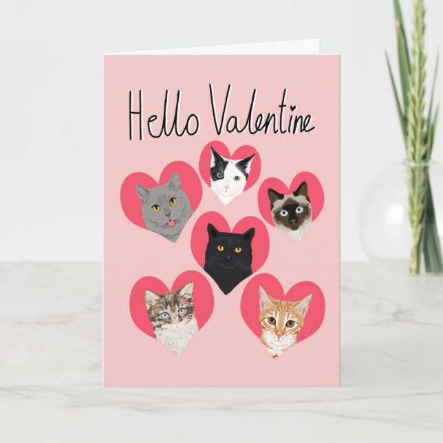 Bonjour Valentine Cats Cartes cardiaques - carte d (Devant)