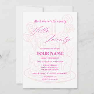 Bonjour vingt simple et moderne invitation anniver