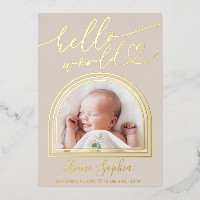 Bonjour World Arch Frame Faire-part de naissance (Recto)