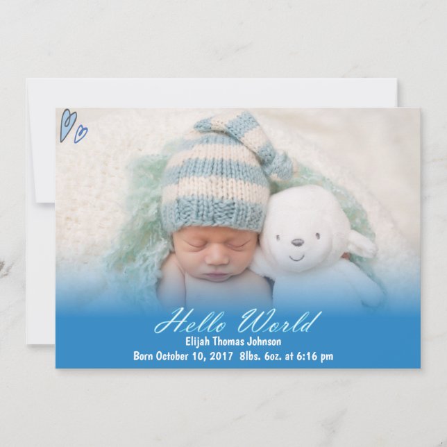 Bonjour World Baby Boy Faire-part de naissance (Devant)