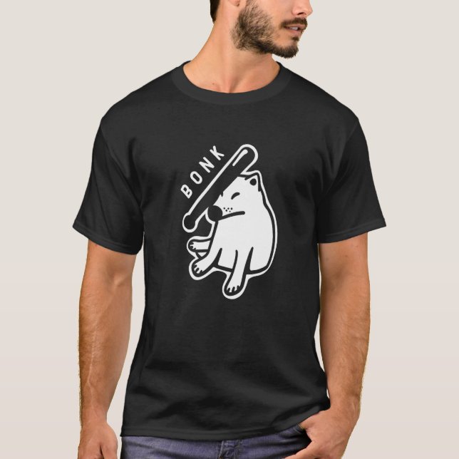 Bonk action on Shiba Inu dogo. Minimal, stylized a T-Shirt (Front)