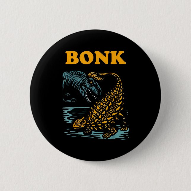 Bonk Dinosaur Funny Prehistoric Humour Design  2 Inch Round Button (Front)