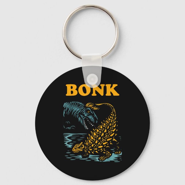 Bonk Dinosaur Funny Prehistoric Humour Design  Keychain (Front)