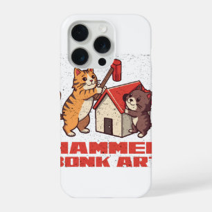 Bonk Hammer Cat Funny Meme Retro Cute Art iPhone 15 Pro Case