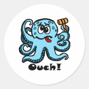Bonk Octopus, ouch Classic Round Sticker