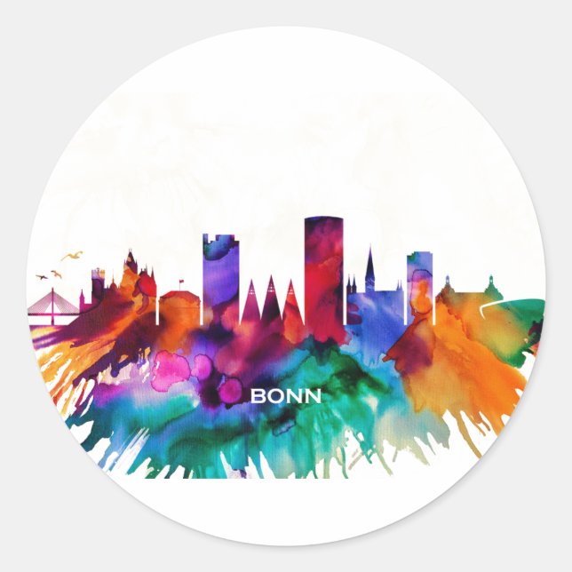 Bonn Skyline Classic Round Sticker (Front)