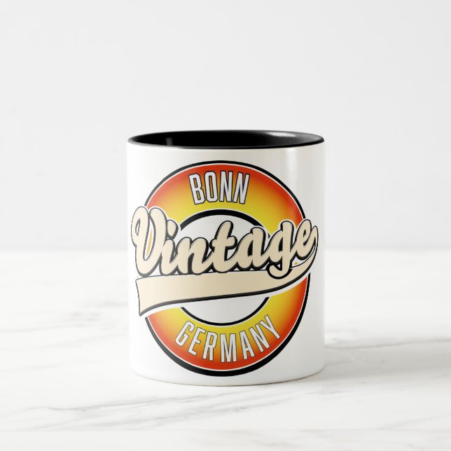 Bonn vintage style logo Two-Tone coffee mug (Center)