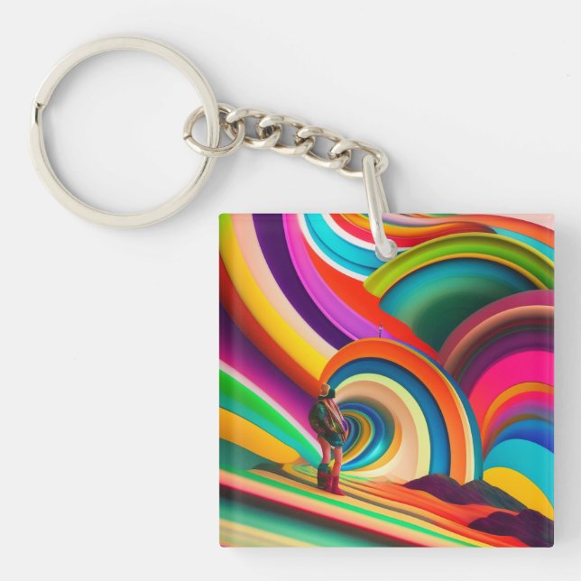 Bonnaroo abstract art keychain (Front)