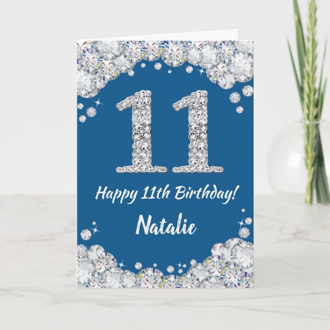 Bonne 11e Anniversaire Carte Parties scintillant b (Devant)