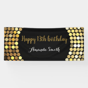 Bonne 13e anniversaire bannière Black and Gold Pa