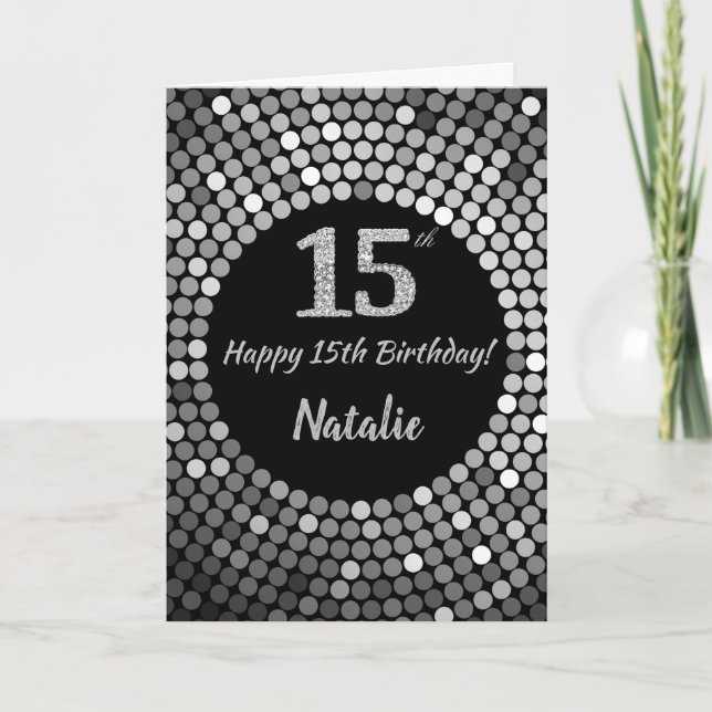 Bonne 15e Anniversaire Carte Parties scintillant N (Devant)