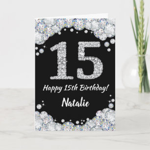 Bonne 15e Anniversaire Carte Parties scintillant N