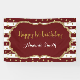 Bonne 1ère bannière anniversaire Burgundy Gold Par