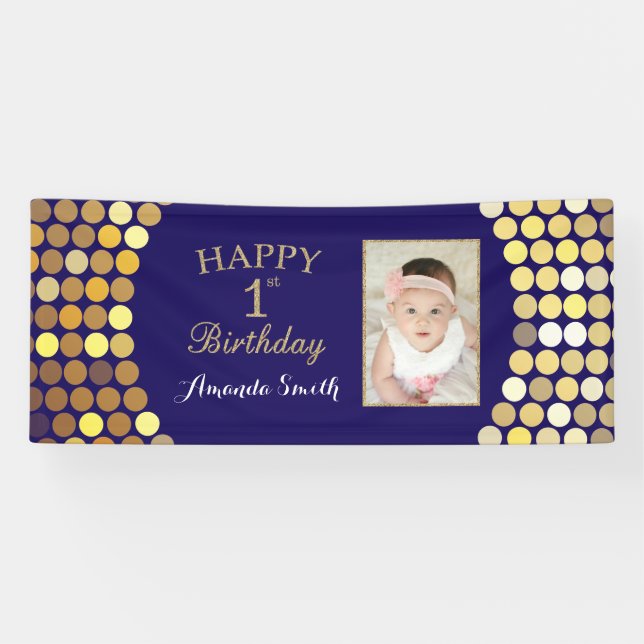 Bonne 1ère bannière anniversaire. Photo Blue Gold  (Horizontal)