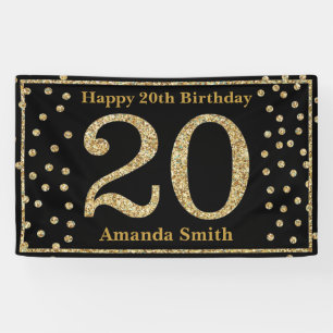 Bonne 20e anniversaire bannière Black and Gold Par