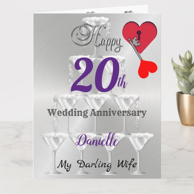 Bonne 20ème anniversaire de Mariage carte pour fem (Petite plante)