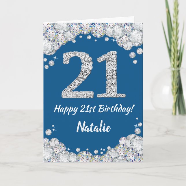 Bonne 21e carte de Parties scintillant Bleu et Arg (Devant)