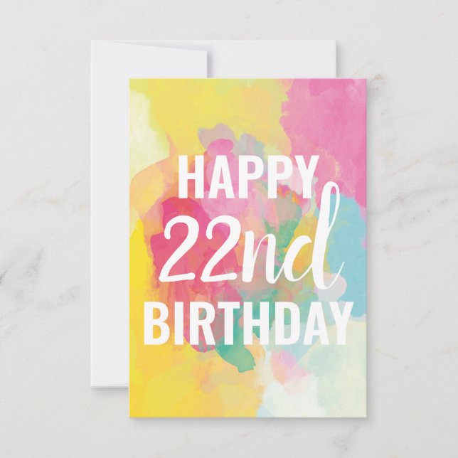 Bonne 22e carte d'anniversaire ("Watercolor Gradie (Devant)