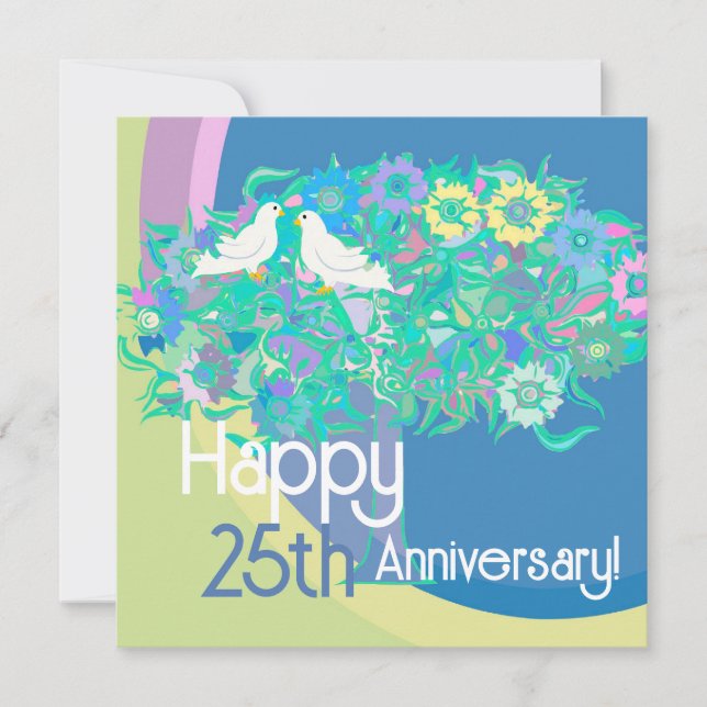 Bonne 25e carte d'anniversaire des colombes blanch (Devant)