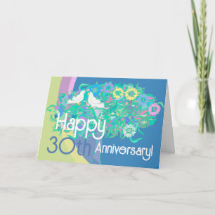Bonne 30e carte d'anniversaire des colombes blanch