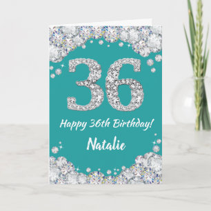 Bonne 36e anniversaire Turquoise et carte de Parti
