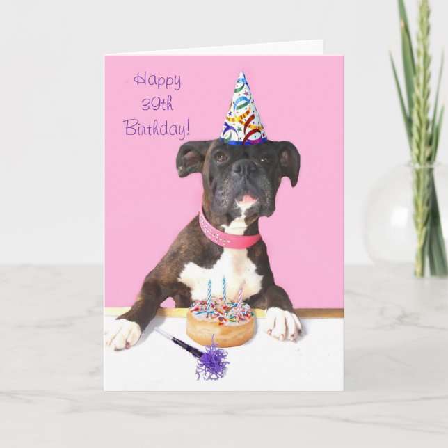 Bonne 39e anniversaire Boxer Chien Carte de voeux (Devant)