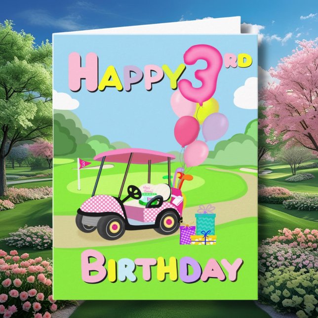 Bonne 3e Anniversaire Polka Dot Rose Girly Carte d (Créateur téléchargé)