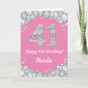 Bonne 41e carte de Parties scintillant rose et arg