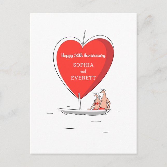Bonne 50e anniversaire de Mariage Carte Coeur de b (Devant)