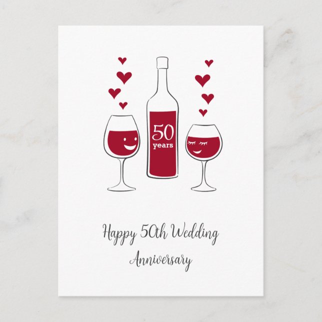 Bonne 50e anniversaire de Mariage Carte de coeur d (Devant)