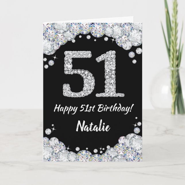 Bonne 51e anniversaire Carte Parties scintillant n (Devant)