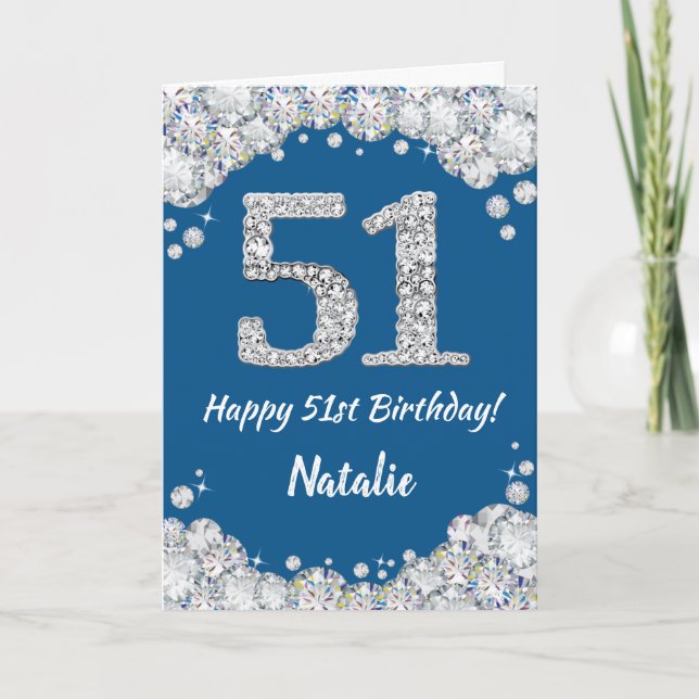 Bonne 51e carte de Parties scintillant d'anniversa (Devant)