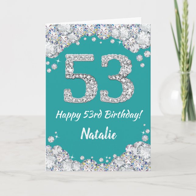 Bonne 53e anniversaire Turquoise et carte de Parti (Devant)