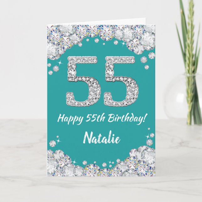 Bonne 55e anniversaire Turquoise et carte de Parti (Devant)