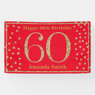 Bonne 60e anniversaire bannière Rouge et Parties 