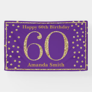 Bonne 60e anniversaire bannière violet et Parties 