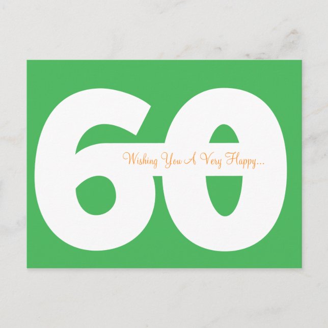 Bonne 60e Anniversaire Cartes postales - en vert (Devant)