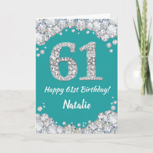 Bonne 61e anniversaire Turquoise et carte de Parti