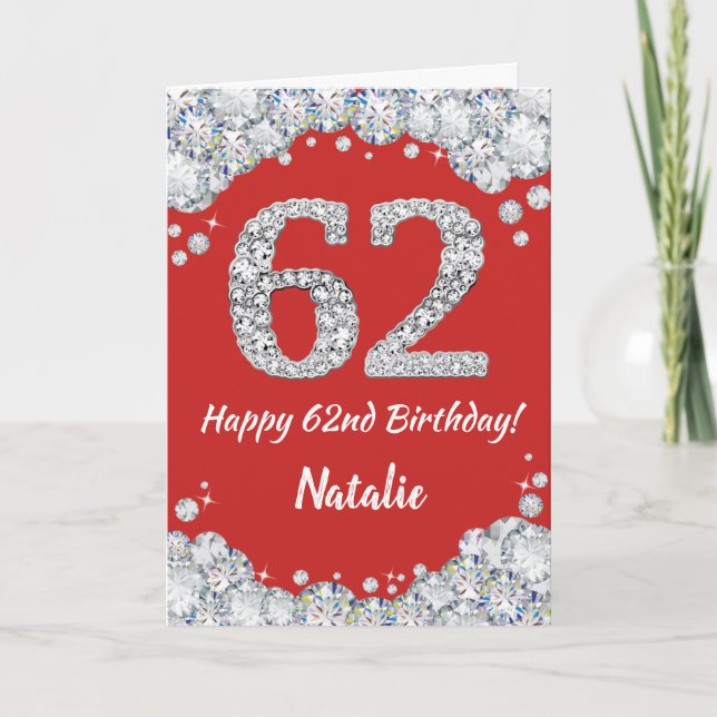 Bonne 62e anniversaire Carte Parties scintillant r (Devant)